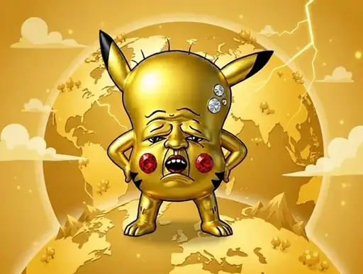 The golden king standing on a golden world with his arms at his hip swaying back and forth impressed with his brilliant leadership.